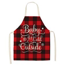 2 PCS Natale Plaid Series Cotton and Linen Grembiule per la pulizia della casa, Specifica: 47 x 38 cm (wq-001314)