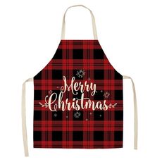 2 PCS Natale Plaid Series Cotton and Linen Grembiule per la pulizia della casa, Specifica: 47 x 38 cm (wq-001326)