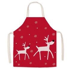 2 pz Biancheria natalizia Grembiule stampato Grembiule di Natale Gift Adulto Bambini genitore-figlio Genaro, Specifica: 45x56cm (cervo)