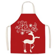 2 pz Biancheria natalizia Grembiule stampata Grembiule di Natale Adult Bambini Parent-Child Tuta, Specifica: 45x56cm (Deer Sciarpa)