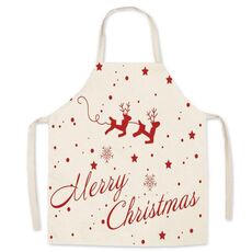2 PZ Biancheria natalizia Grembiule stampato Grembiule di Natale Gift Adulto Bambini genitore-figlio Genaro, Specifica: 45x56cm (due cervi)