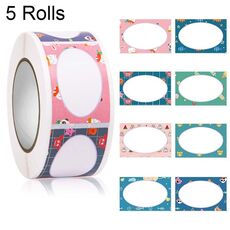5 Rolls Carino Cartoon Bambini autoadesivi Autoadesiva Nome di classe Classe Sticker adesivo, Dimensioni: 2.5x3.7cm (HA106)