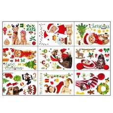 Adesivi per finestre di Natale con cartoni animati per finestre, adesivi murali statici per soggiorno con decorazioni natalizie (2312)