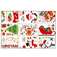 Adesivi per finestre di Natale con cartoni animati per finestre, adesivi murali statici per soggiorno con decorazioni natalizie (2316)