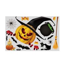 Adesivi murali statici per la decorazione di Halloween (BQ045 Zucca sdraiata sulla finestra)