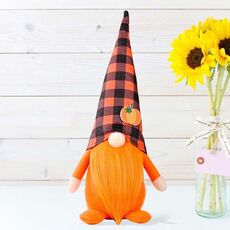 Foglia di acero della zucca No Face Standing Doll Decoration Decoration Shopping Mall Home Thanksgiving Decorazione di Halloween (cappello a plaid)