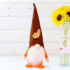 Foglia di acero della zucca No Face Standing Doll Decoration Decoration Shopping Mall Home Thanksgiving Decorazione di Halloween (Cappello marrone)