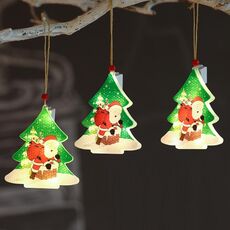 3 pezzi / set Decorazione di Natale luci LED finestra decorazione festiva per vacanze piccole lanterne (albero di Natale)
