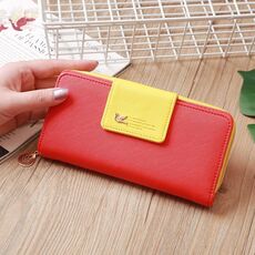 Volare Bird Due Piegatore Portafoglio Lady Long Portafoglio Zipper Phone Borsa per cellulare Grande Capacità Porta carte (Rosso)