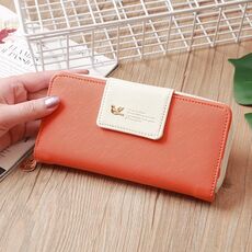 Volare Bird Due Piegatore Portafoglio Lady Long Portafoglio Zipper Phone Borsa per cellulare Grande Capacità Porta carte (arancione)
