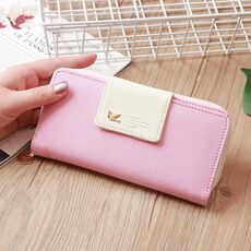 Volare Bird Due Piegatore Portafoglio Lady Long Portafoglio Zipper Cellulare Borsa per cellulare Grande Capacità Porta carte (Rosa)