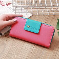 Volare Bird Due Piegatore Portafoglio Lady Long Portafoglio Zipper Phone Borsa per cellulare Grande Capacità Porta carte (Rose Red)