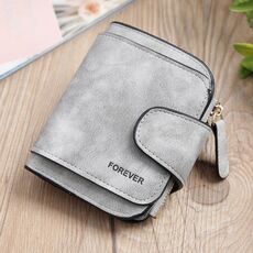 Vintage Nubuck Leather Ladies Portafoglio Type Type Breve Grouth Pochet Coin Pochette (grigio)