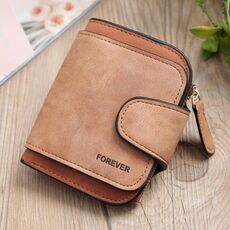 Vintage Nubuck Leather Woodies Portafoglio TIPO BREVE TIPO MULTI-CARCINA MOCINA MULTI-CLIP (marrone)