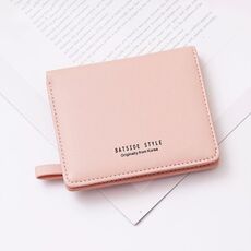 BATTIOE Breve Tipo Portafoglio da donna Piccolo Borsa da studente fresca a due volte Semplice borsa multi-card (rosa)