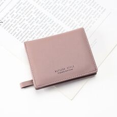 Battiio Breve Tipo Signore Portafoglio da donna Piccola Borsa da studente a due volte fresca Semplice borsa a moneta multi-card (loto rosa)