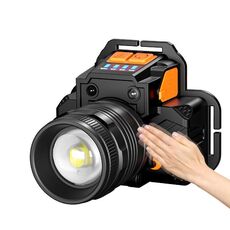 Sasquatch T50 USB Carica Smart Sensor Sensor A Montato Testata Light da pesca Zoom Faro Minatori esterni Lampada, Stile: T8 (2 x 1200mA Batteria)