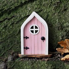 Cortile in legno in miniatura Fairy Dwarf Tree Decorazione dell'albero (porta finestra (rosa))