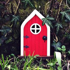 Cortile in legno Miniature Fairy Dwarf Door Tree Decorazione (porta finestra (rossa))