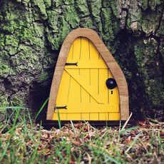Cortile in legno Miniature Fairy Dwarf Door Decorazione albero (porta ovale (giallo))
