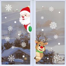 XC008 5 Set Christmas Window Grille Sticker Santa Claus Elk Vetro decorazione della finestra
