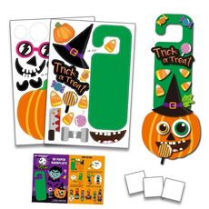 1 set di cartoni animati per bambini decorazione di Halloween adesivi appesi per porte emoticon di gioco fai da te per le vacanze (zucca)