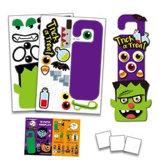 1 set di cartoni animati per bambini decorazione di Halloween adesivi appesi per porte emoticon di gioco fai da te per le vacanze (geek scientifici)