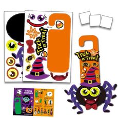 1 set bambini cartone animato decorazione di halloween adesivi appesi per porte vacanze fai da te gioco emoticon (ragno)