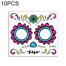 10 PCS Autoadesivi per il trasferimento dell'acqua Bambini Cartoon Cartoon Halloween Adesivi per tatuaggi divertenti Decorazione horror Adesivi facciali (FK-011)