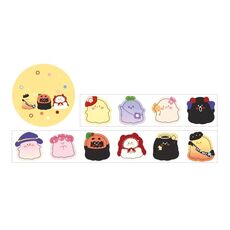 5 pezzi Washi Tape Sweetheart Bolla Machine Series Autoadesivi per la decorazione della mano dei cartoni animati dipinti a mano a forma speciale (Ghost horror)