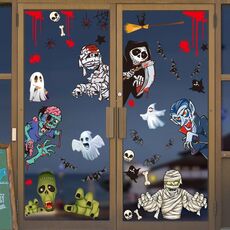 3 Set Adesivi di decorazione di Halloween Stickers Pumpkin Lamp Spider Ghost Adesivi elettrostatici, Stile: BQ41-42-43-44-47-48