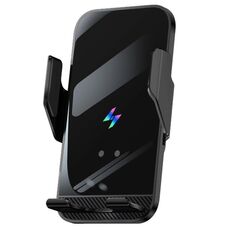 Supporto per presa d'aria per auto con ricarica wireless a infrarossi, apertura e chiusura automatica (nero)
