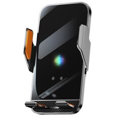 Supporto per presa d'aria per auto con ricarica wireless a infrarossi, apertura e chiusura automatica (grigio)