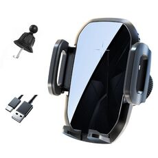 Supporto per telefono con presa d'aria per auto con ricarica a induzione wireless da 15 W, colore: nero