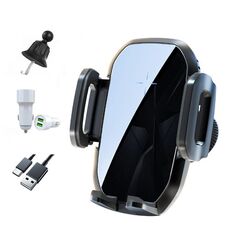 Supporto per telefono con presa d'aria per auto con ricarica a induzione wireless da 15 W, colore: bianco + testina di carica per auto