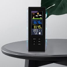 Schermo variopinto wireless Indoor ed esterno del misuratore di umidità del misuratore di umidità del barometro Smart Digital Orologio elettronico con retroilluminazione (TS-74-B-US)