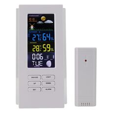 Schermo colorato wireless interni ed esterni temperatura del misuratore del misuratore di umidità del barometro Smart Digital Orologio elettronico con retroilluminazione (TS-74-W-US)