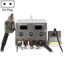 Baku BA-942C 220V 1000W 2 in 1 Display digitale Set di pistola ad aria calda regolabile, spina UE