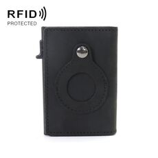 Portafoglio di posizionamento antifurto Portafoglio da uomo Mini portafogli per Airtag (Black Black)