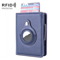 Portafoglio automatico della scheda pop-up RFID multi-funzione portafoglio di localizzazione per Airtag (blu)