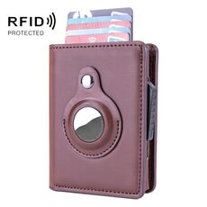 Portafoglio automatico della scheda pop-up RFID multi-funzione Portafoglio per Airtag (Brown)