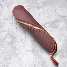 A-T09 S Zipper Crazy Horse in pelle vintage Penna in pelle vintage (vino rosso)