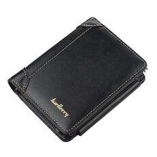 BAELLERRY D9159 UOMINI BREVE TRI-PIGHT Zip Coin Porta carte sottile (nero)