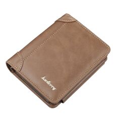 BAELLERRY D9159 UOMINI BREVE TRI-PIGHT Zip Coin Porta carte sottile (Brown)