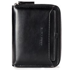 BAELLERRY D3124 Breve portafoglio in pelle PU Zipper Retro Youth Youth Piccolo portafoglio (verticale nero)