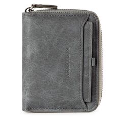 BAELLERRY D3124 Breve portafoglio in pelle PU Zipper Retro Youth Youth Piccolo portafoglio (verticale grigio)