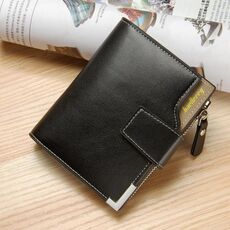 BAELLERRY Casual Portafoglio multifunzione con cerniera con cerniera Borsa per monete Tri-Piegatrice per uomo (nero)