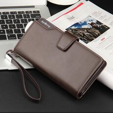 BAELLERRY Casual Portafoglio a lungo frizione Tri-fold portafoglio multifunzionale per uomo per uomo (marrone)