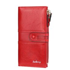 BAELLERRY Ladies Long Grande Capacità Fibbia Zip Clutch Portafoglio multi-card (rosso)