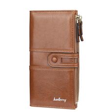 BAELLERRY Ladies Long Grande Capacità Fibbia Zipper Clutch Portafoglio multi-card (Brown)